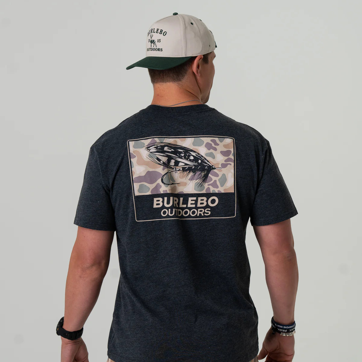 Burlebo Short Sleeve Tee Camo Big Fly - Heather Black